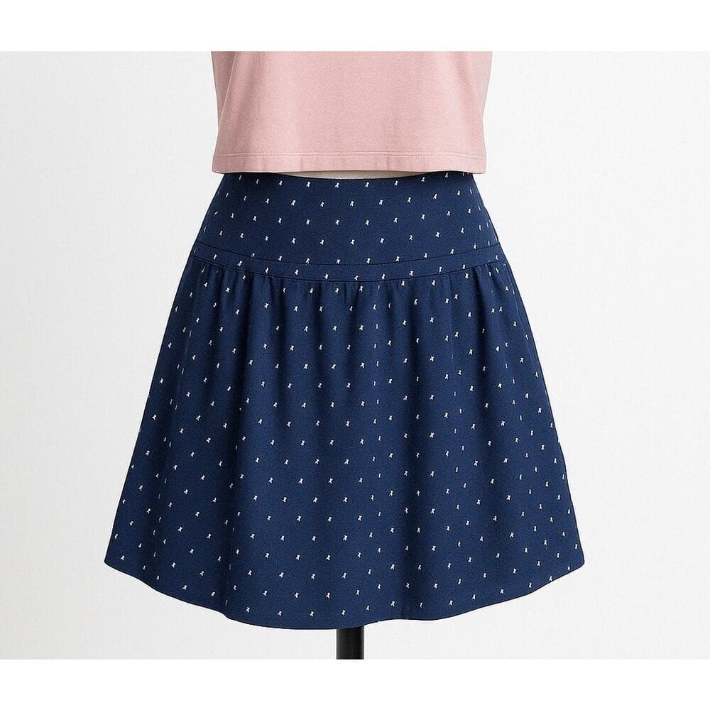 Gap Navy Blue Polka Dot Rayon Skirt Size 4 A-Line Flowy Zip Back Boho