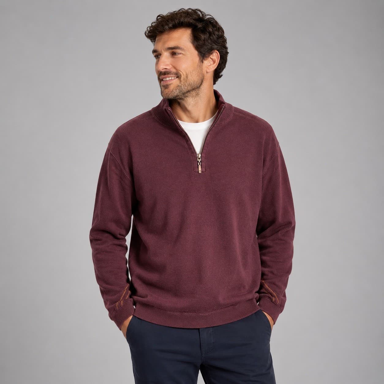 Tommy Bahama Flipshore Sweatshirt Mens Large Reversible Half Zip Burgundy