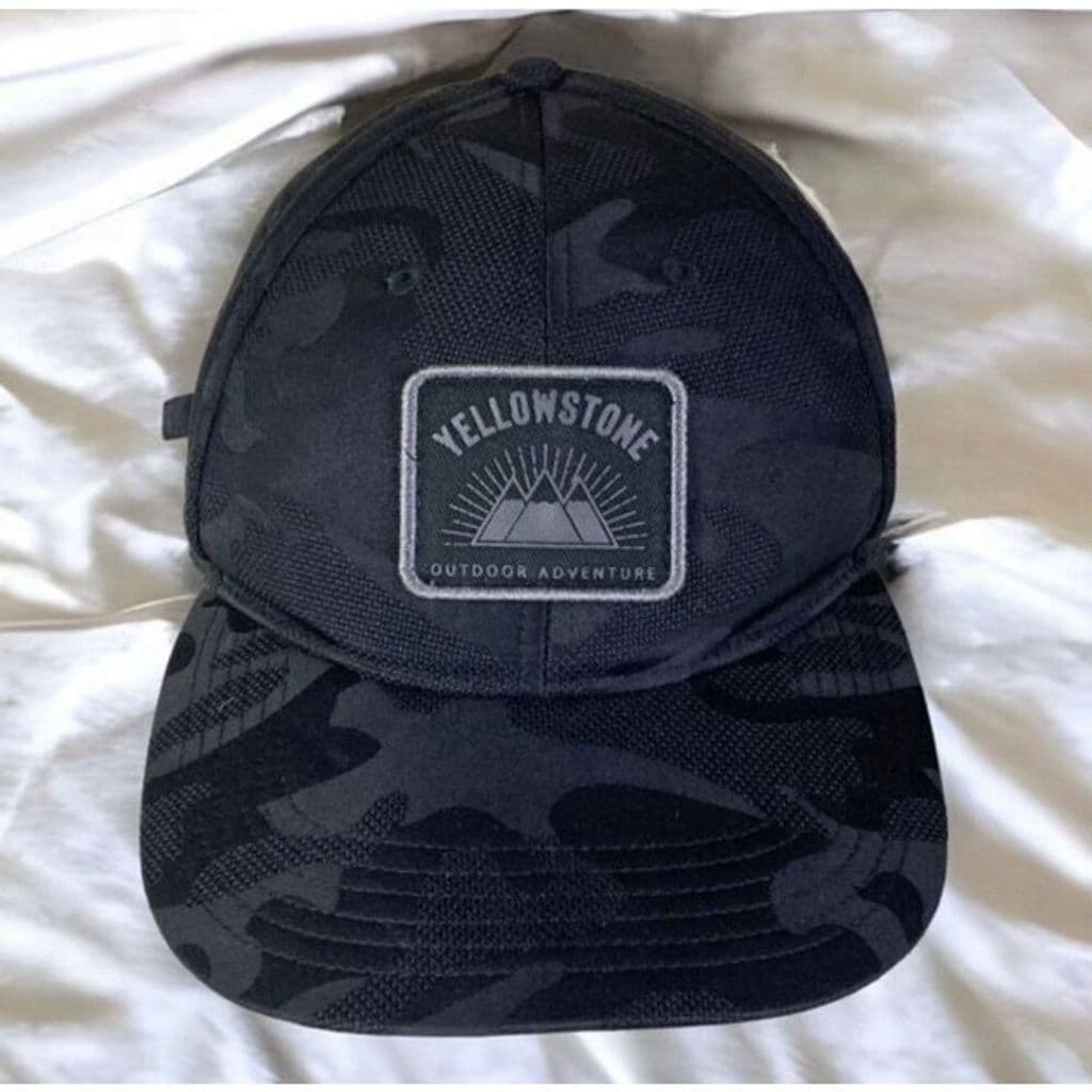 Yellowstone Camo Baseball Cap Mens Black Outdoor Adventure Hat Adjustable