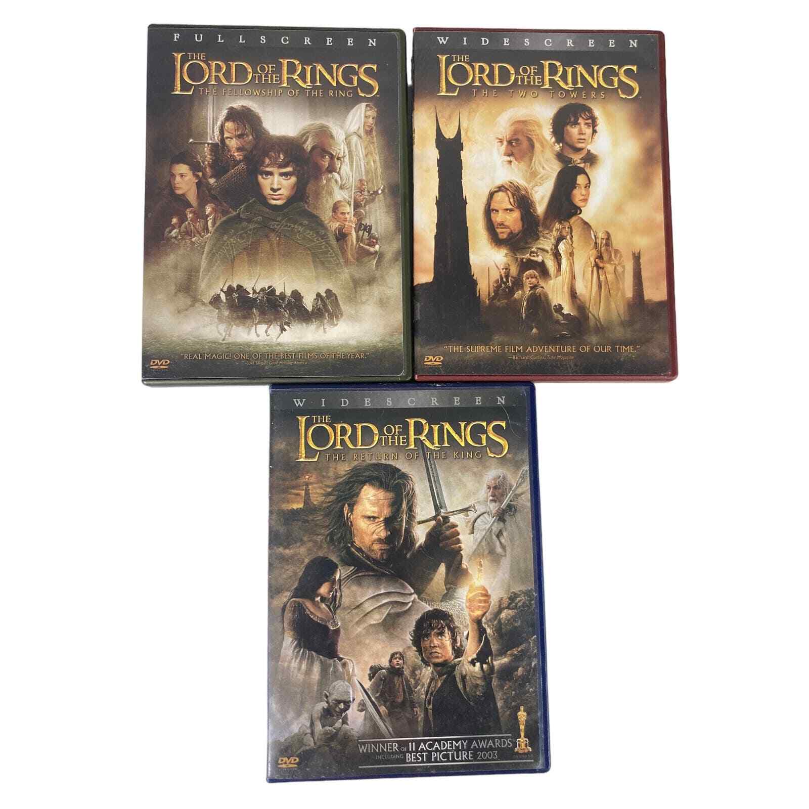 Lord of the Rings DVD Trilogy Lot Fellowship Two Towers Return King Movie Set