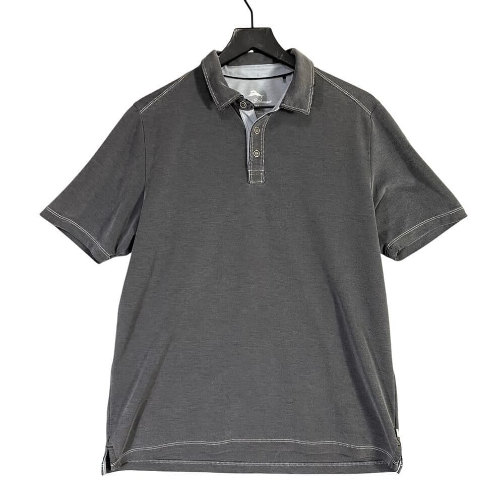 Tommy Bahama Polo Shirt Mens Medium Gray Short Sleeve Soft Knit Golf Casual