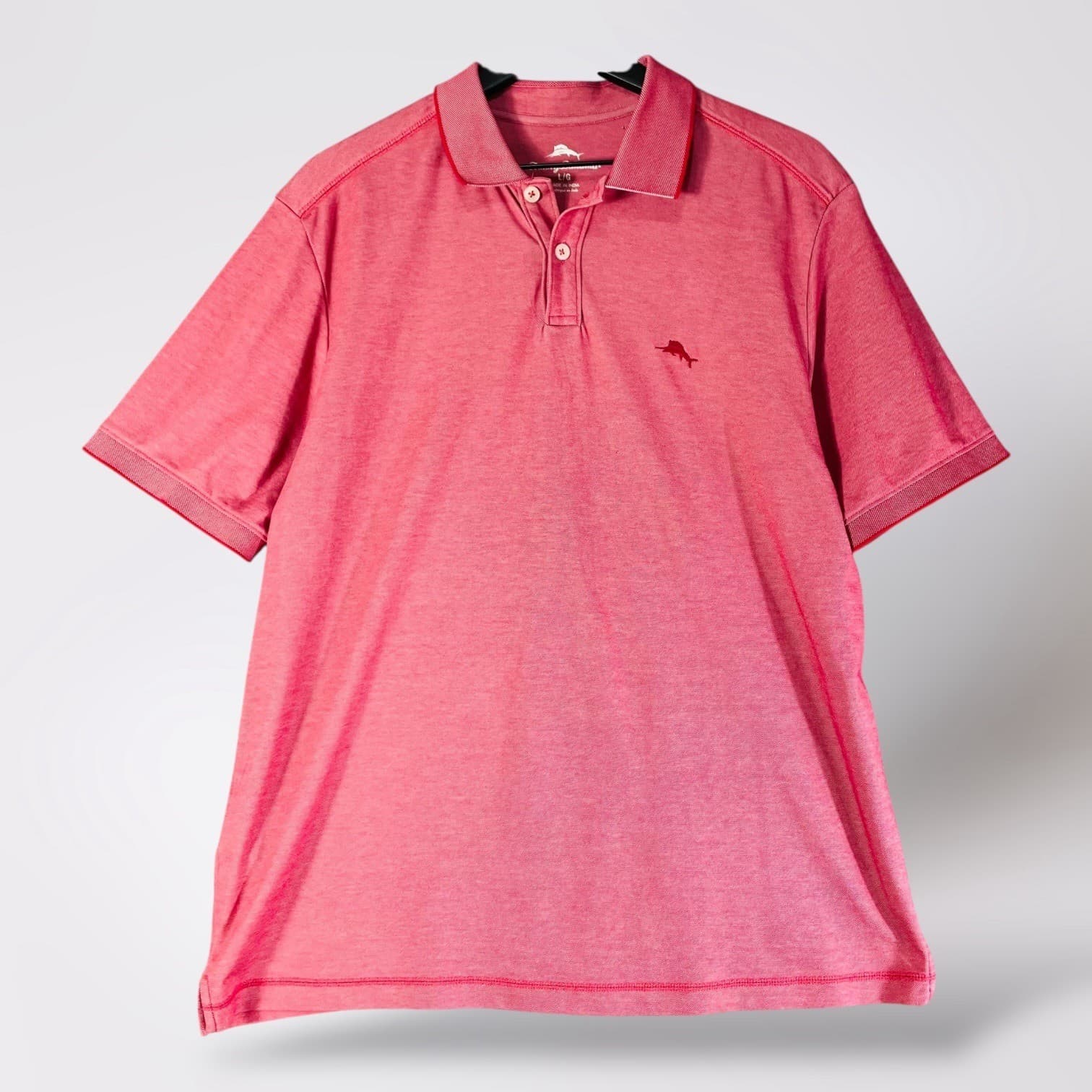 Tommy Bahama Polo Shirt Mens Large Pink Short Sleeve Golf Casual Marlin