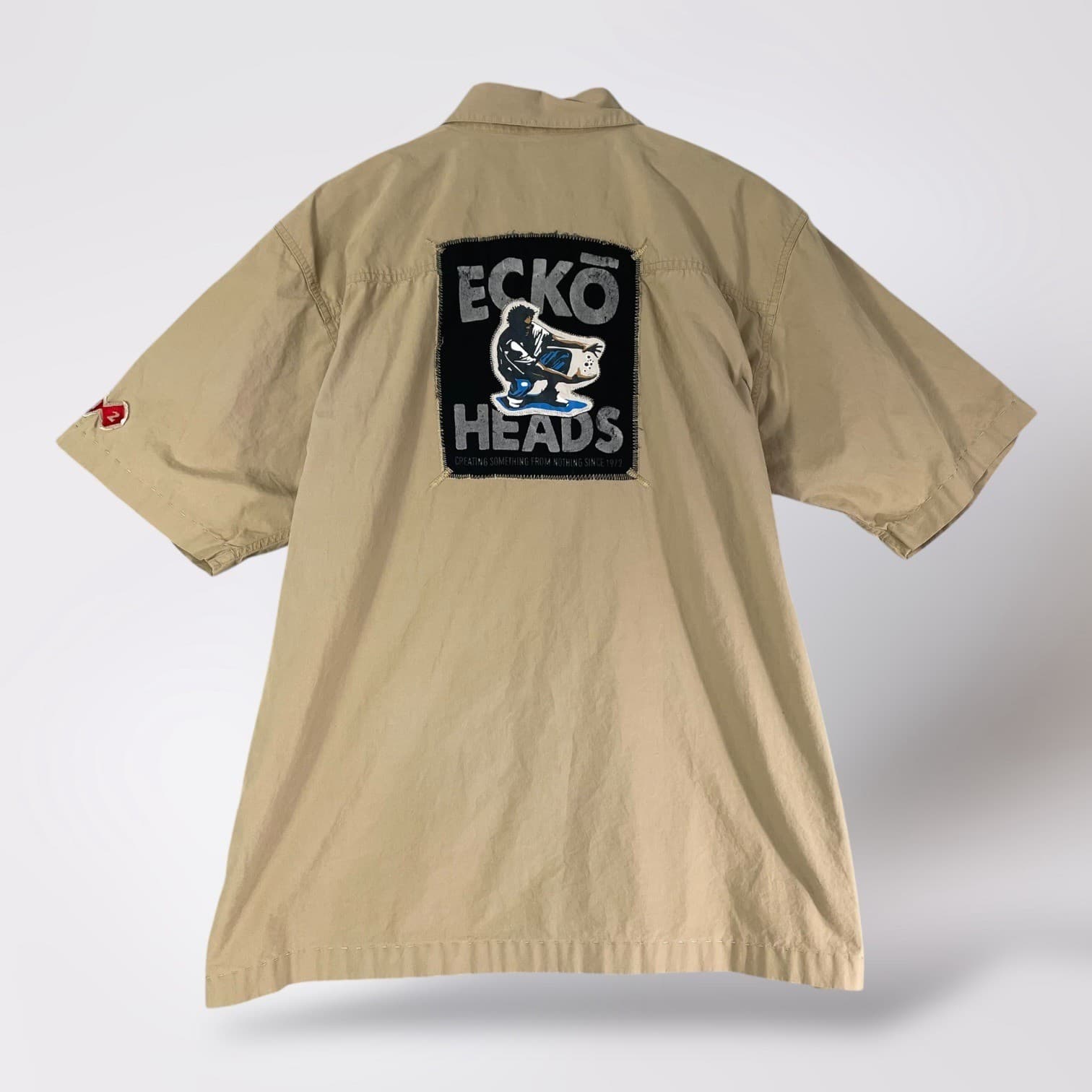 Vintage Ecko Unltd Shirt Mens XL Button Up Ecko Heads Patch Y2K Hip Hop