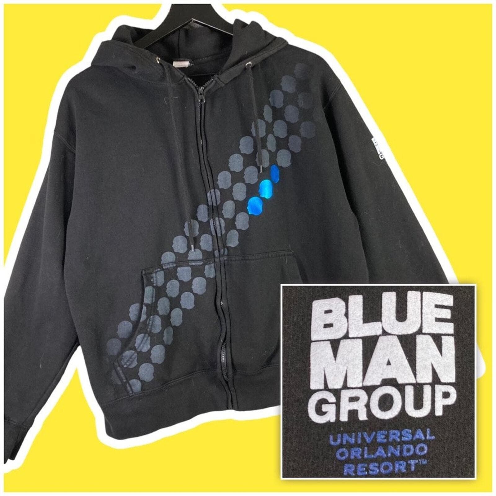Blue Man Group Hoodie Sweatshirt Universal Orlando Mens Size Large Adult Black