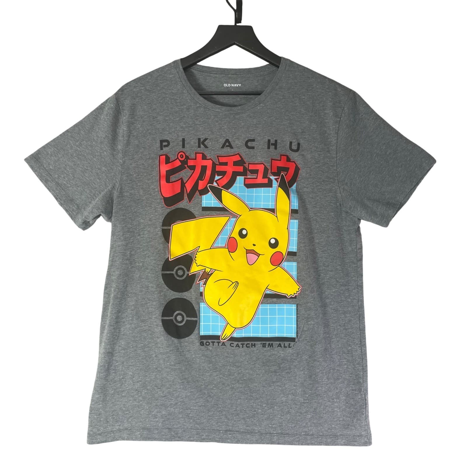 PoPokemon Pikachu T Shirt Mens Small Gray Old Navy Japanese Anime Graphic Tee