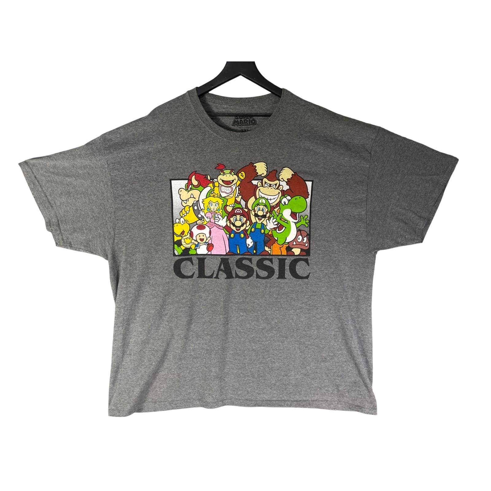 Super Mario T Shirt Mens 3XL Nintendo Gray Video Game Characters Graphic Tee