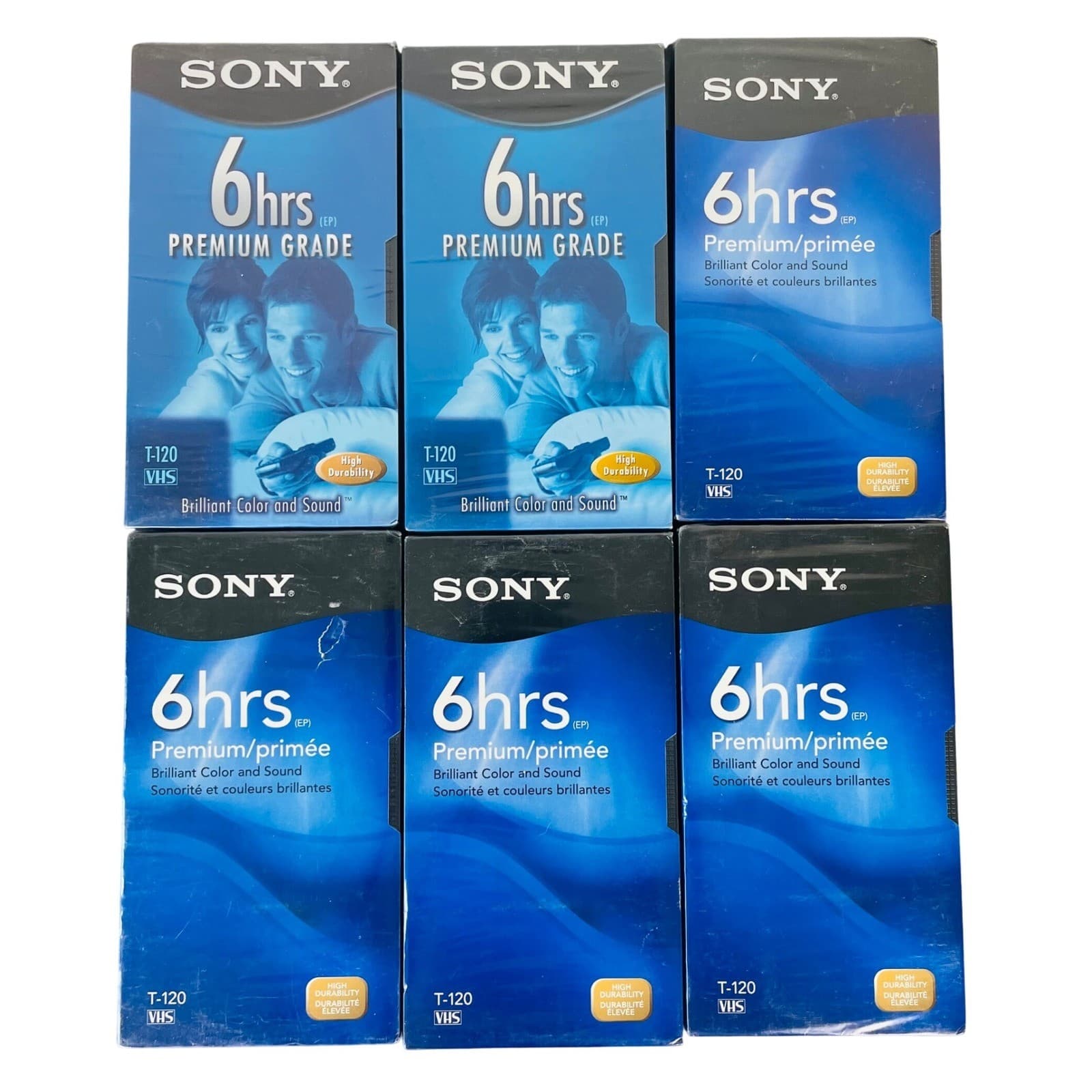 Sony T-120 VHS Blank Tapes Lot 6 New Sealed Premium 6 Hour Recordable Video