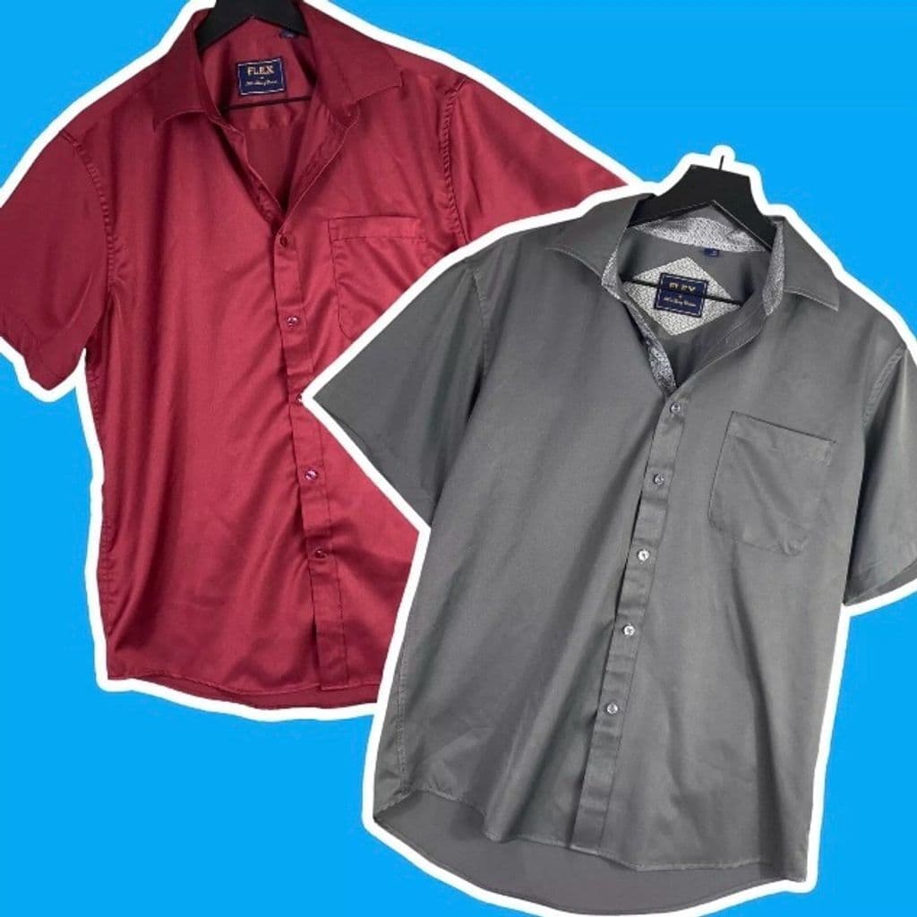 Flex Men's Short Sleeve Button-Up Shirts Pack of 2 Multicolor Size M
