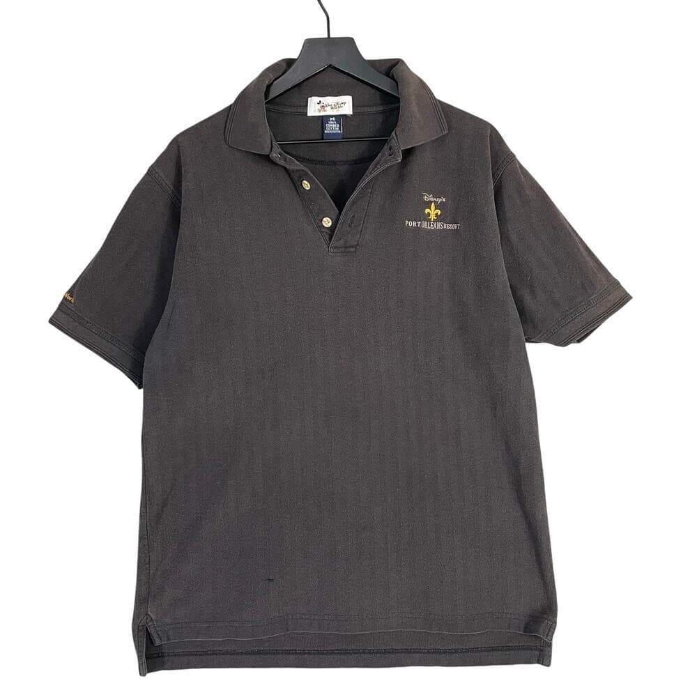 Vtg Walt Disney World Port Orleans Resort Polo Shirt Mens M Faded Black Logo