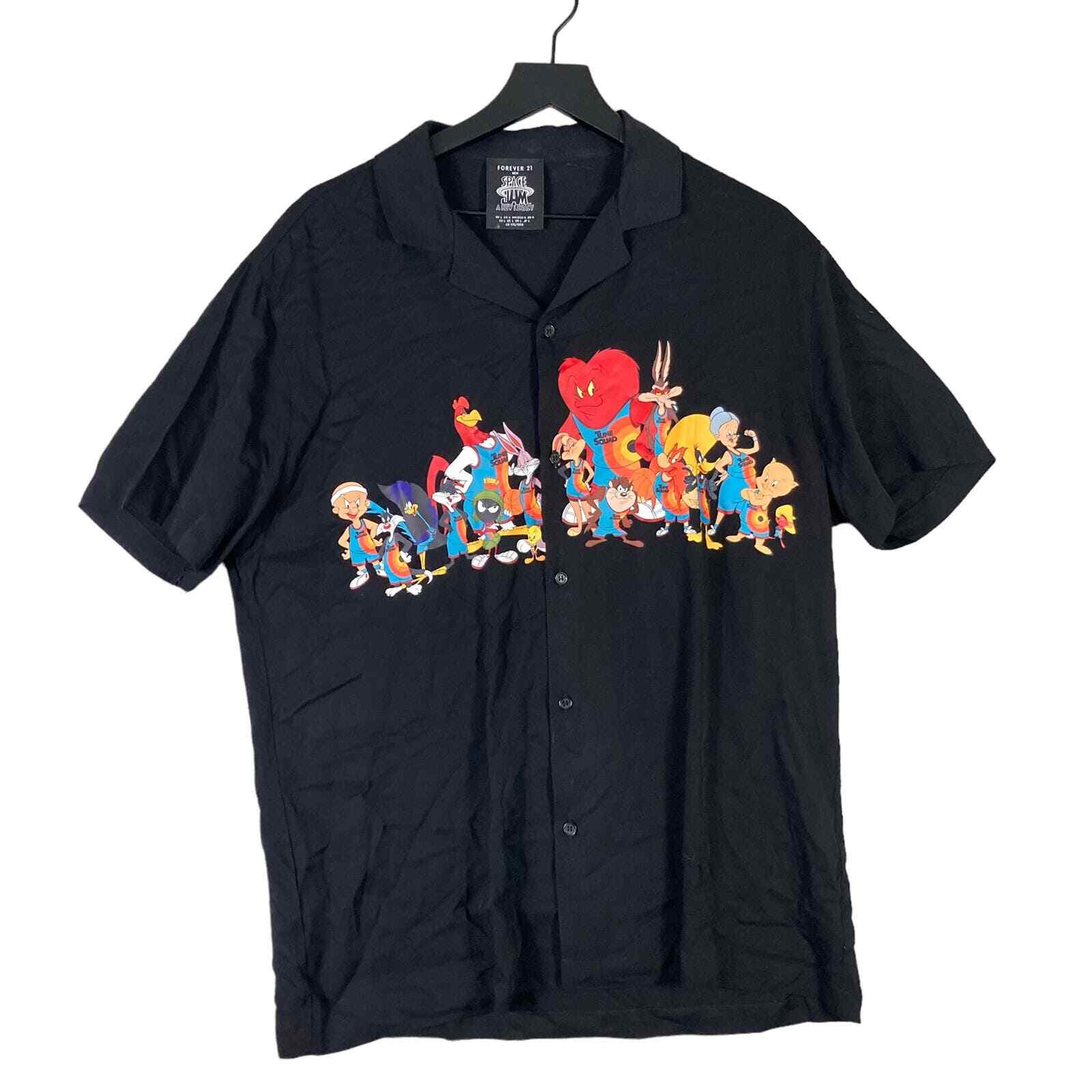 Space Jam A New Legacy Button Up Shirt Men's L Looney Tunes Tune Squad Movie