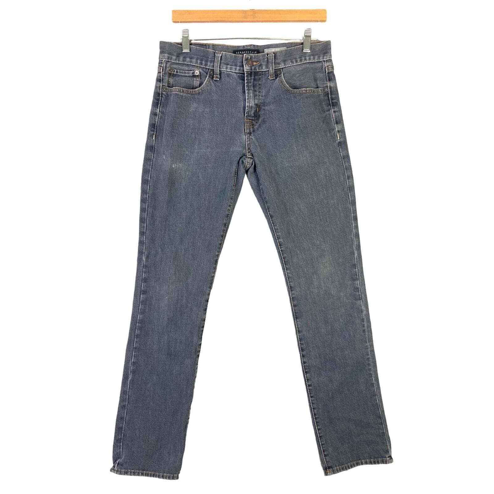 Aeropostale Men's Slim Straight Jeans Gray Denim Size 30x34