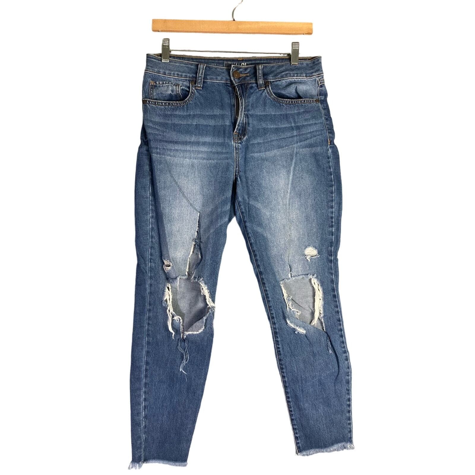 Rewash Women's Distressed High Rise Jeans Blue Size 7 Medium Wash