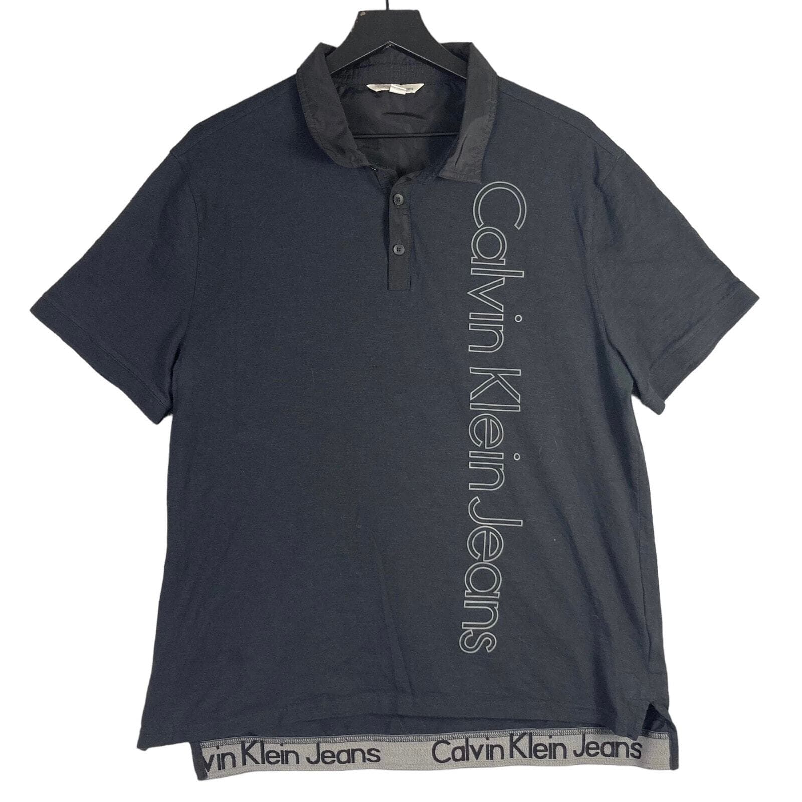 Calvin Klein Jeans Polo Shirt Men's XL Gray Classic Casual Fashion Cotton Top