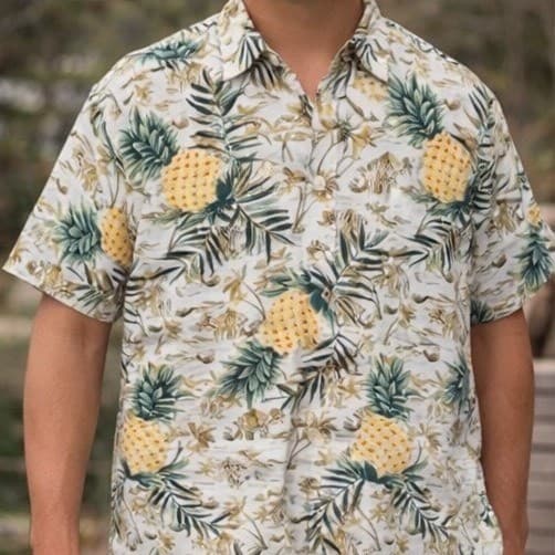 Hawaiian Shirt Mens M Pineapple Tropical Button Up Beach Aloha Summer