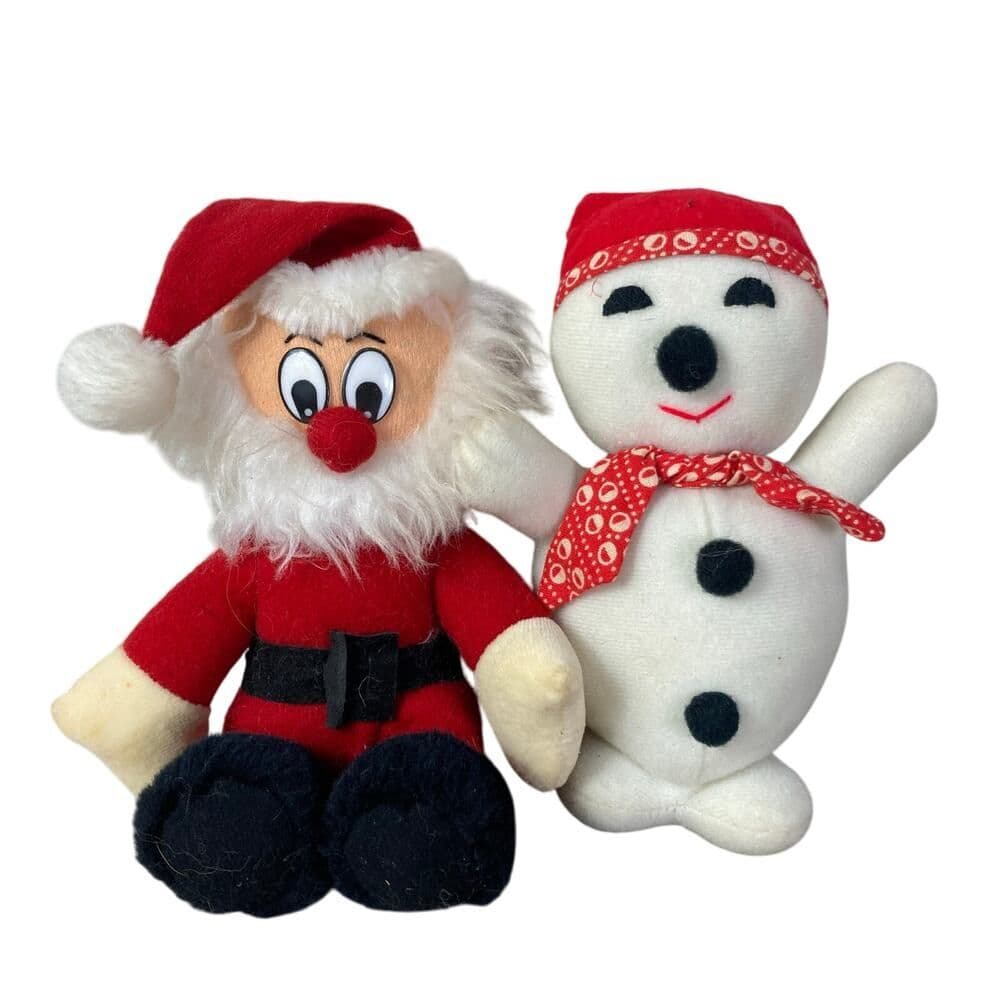 Vintage Nadel & Sons Santa Claus & Snowman Plush Dolls Stuffed Christmas Decor