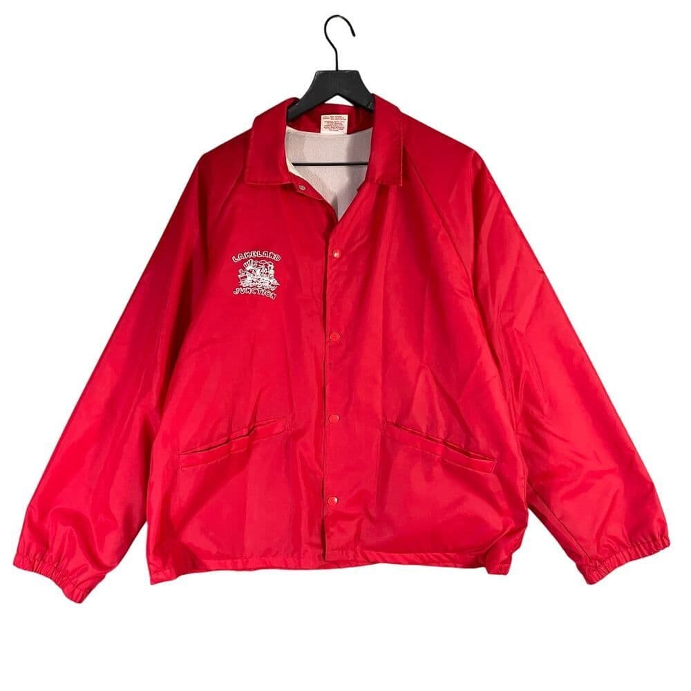 Vintage Cardinal Activewear Lakeland Junction Red Windbreaker Jacket USA Size L