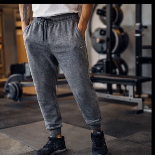 Reebok Men XL Jogger Sweatpants Gray Heathered Fleece Track Pants Cuffed