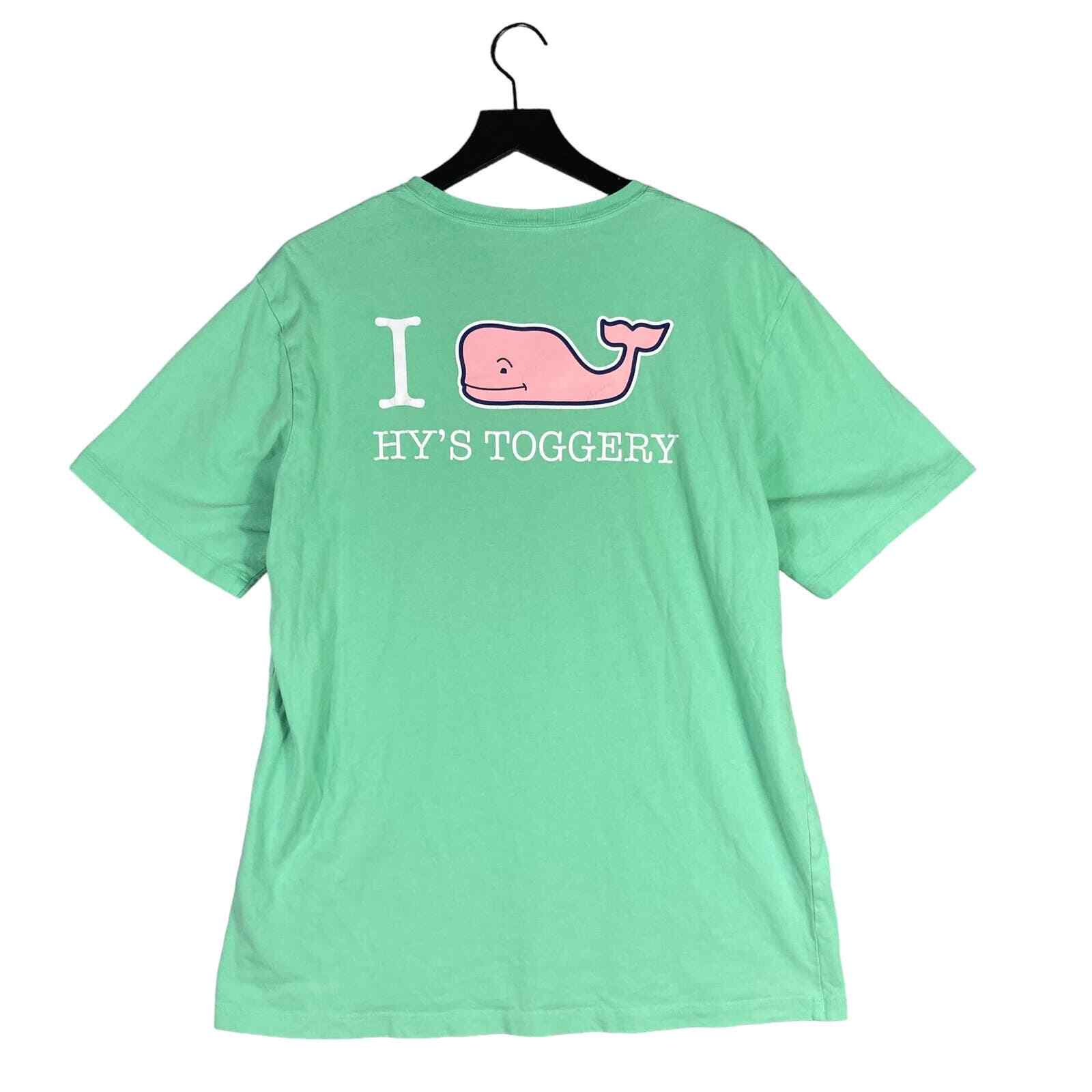 Vineyard Vines T Shirt Mens M Green Whale Logo Hy’s Toggery Pocket Tee