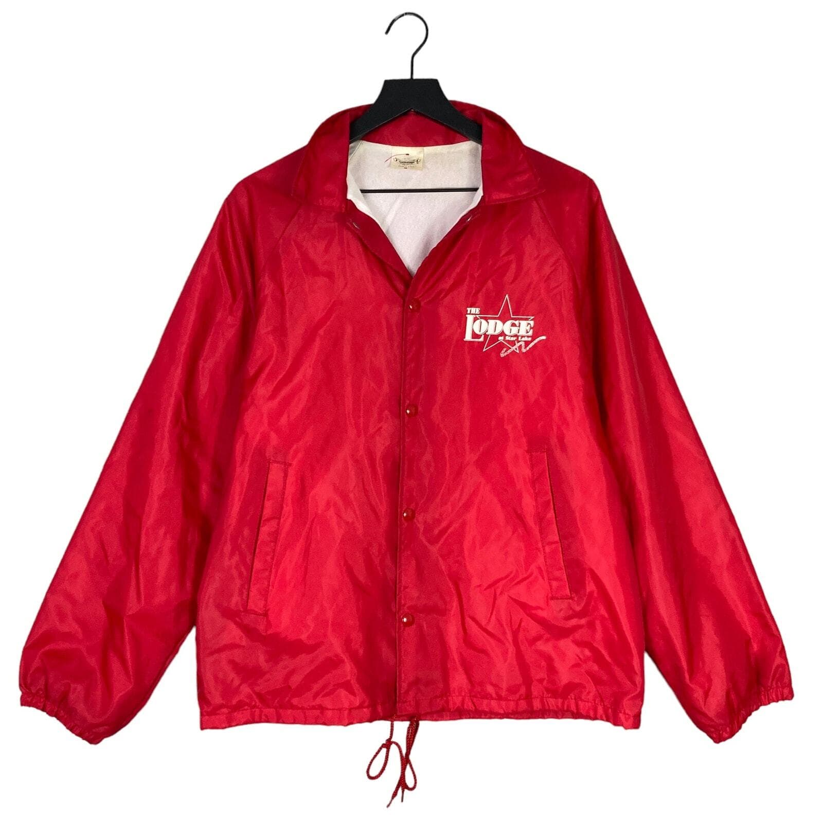 The Lodge Star Lake Auburn Sportswear Vintage Red Windbreaker Jacket M Unisex