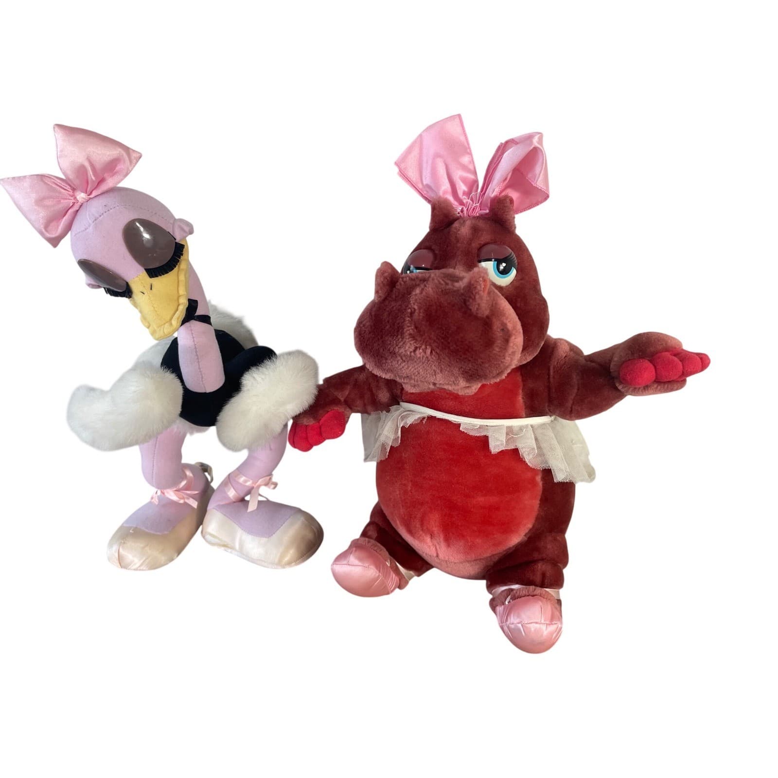 Vintage Disney Fantasia Plush Lot Hyacinth Hippo Madame Upanova Ostrich Parks