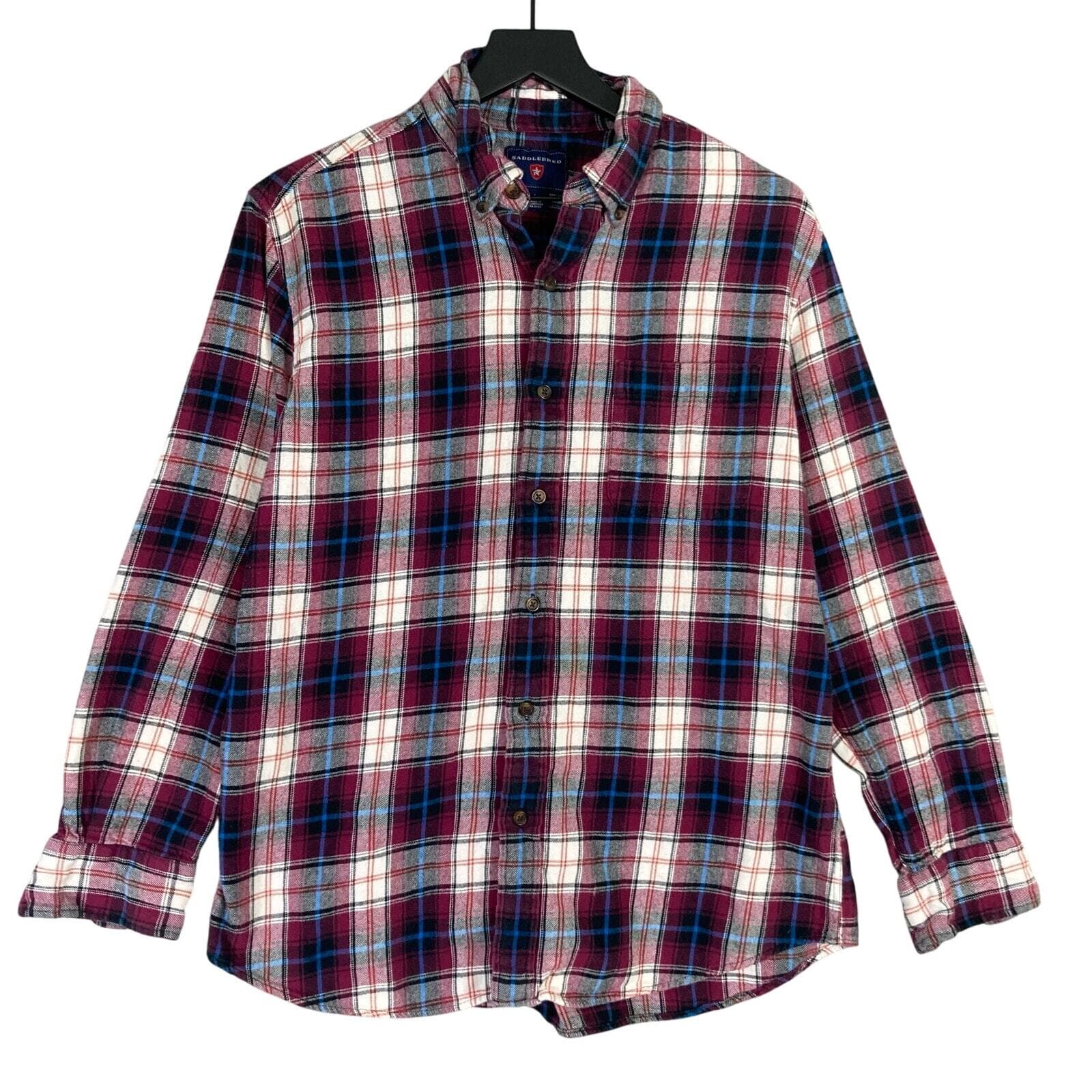 Saddlebred Mens Plaid Flannel Shirt Long Sleeve Multicolor Size L