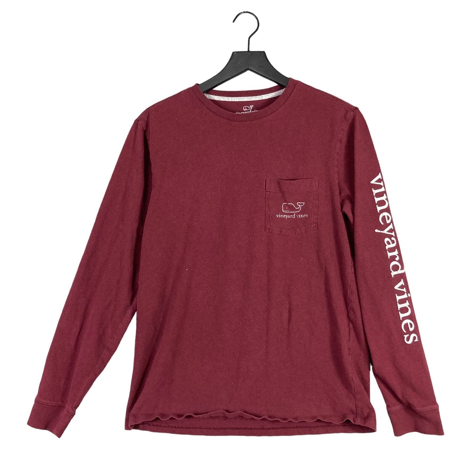 Vineyard Vines Men's Long Sleeve Maroon Red Cotton Crewneck Small