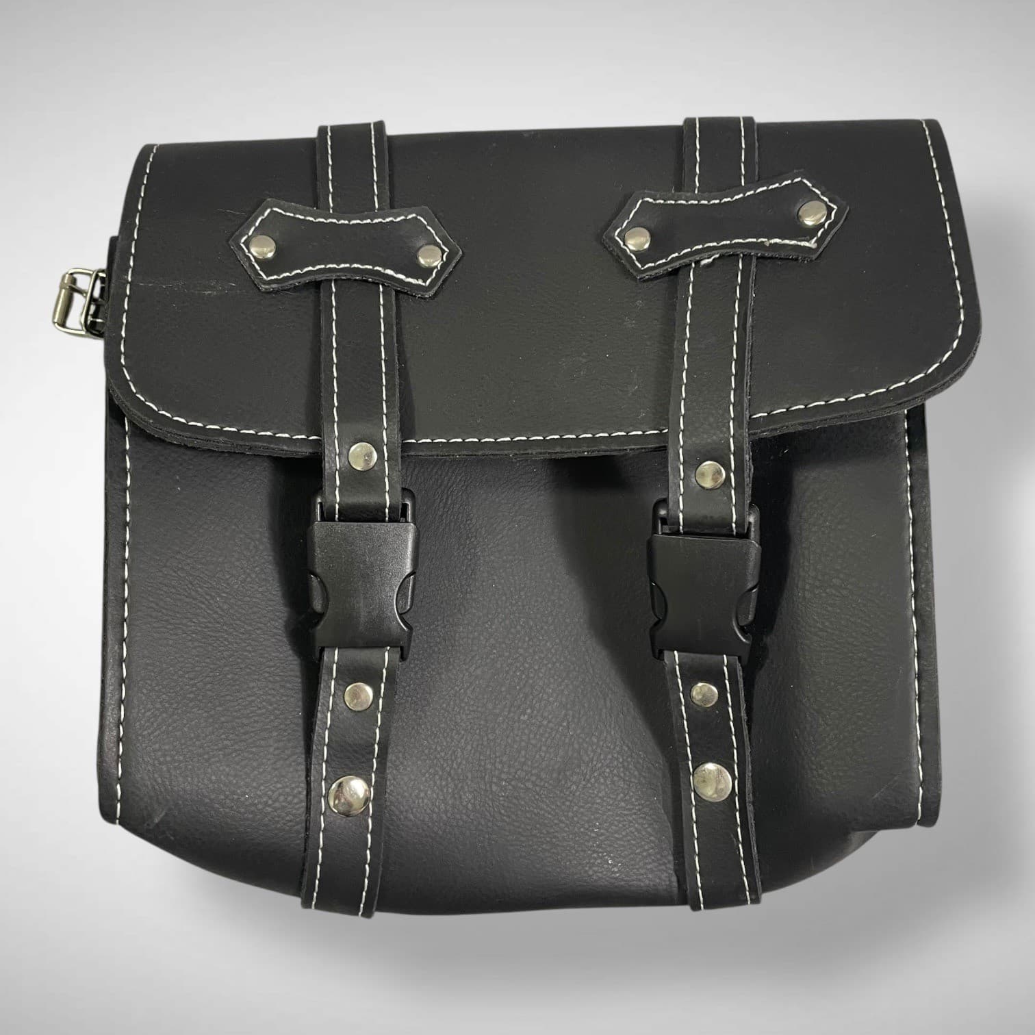 Universal Motorcycle Saddlebag Tool Bag Black Faux Leather Hard Shell Reinforced