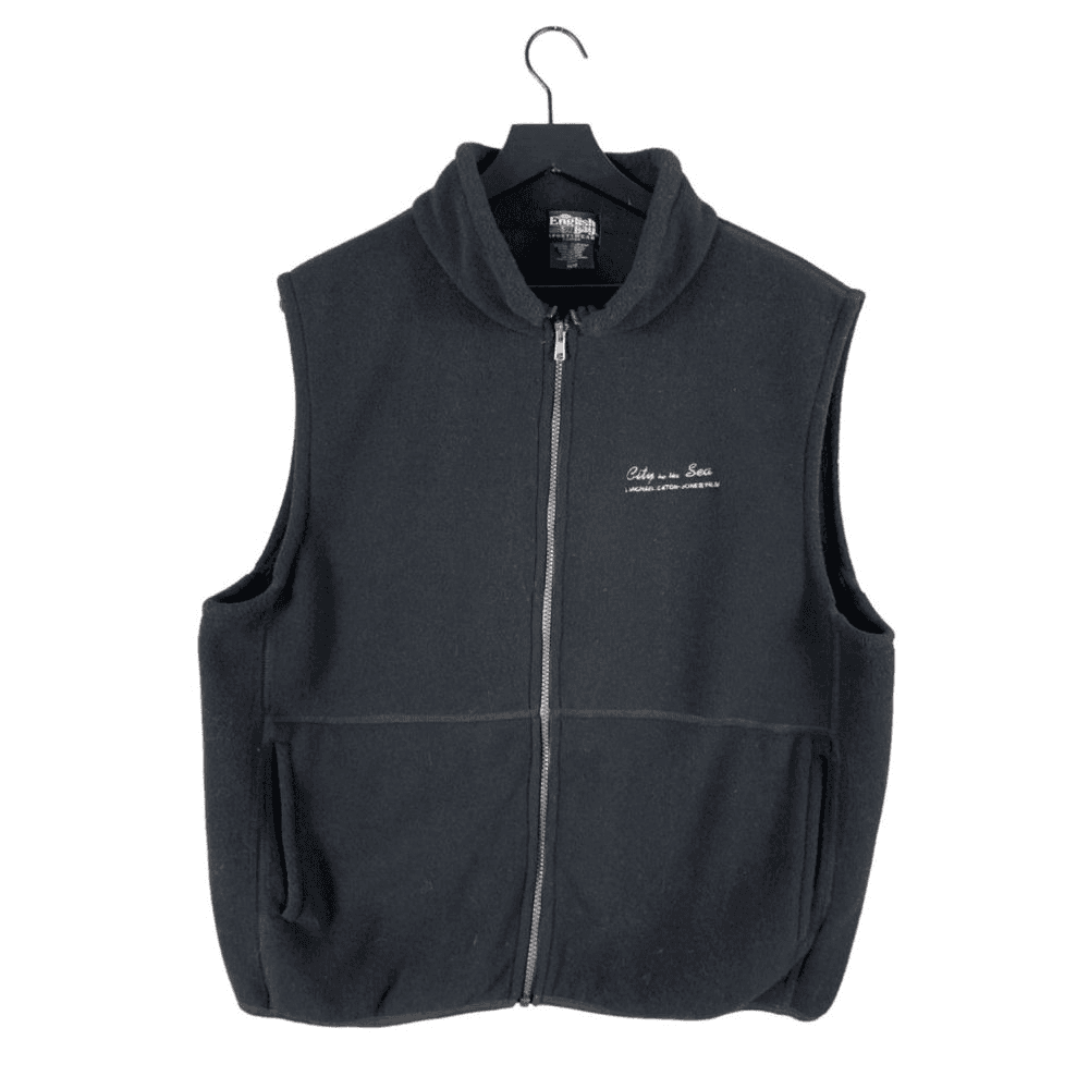 Fleece Vest Mens Medium Black Zip Up Lightweight Casual Outdoor Jacket