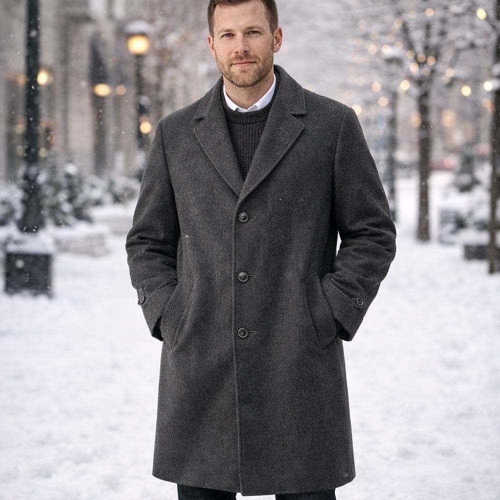 Alexandre Oxford Street London Charcoal Grey Wool Blend Overcoat XL Notch Lapel