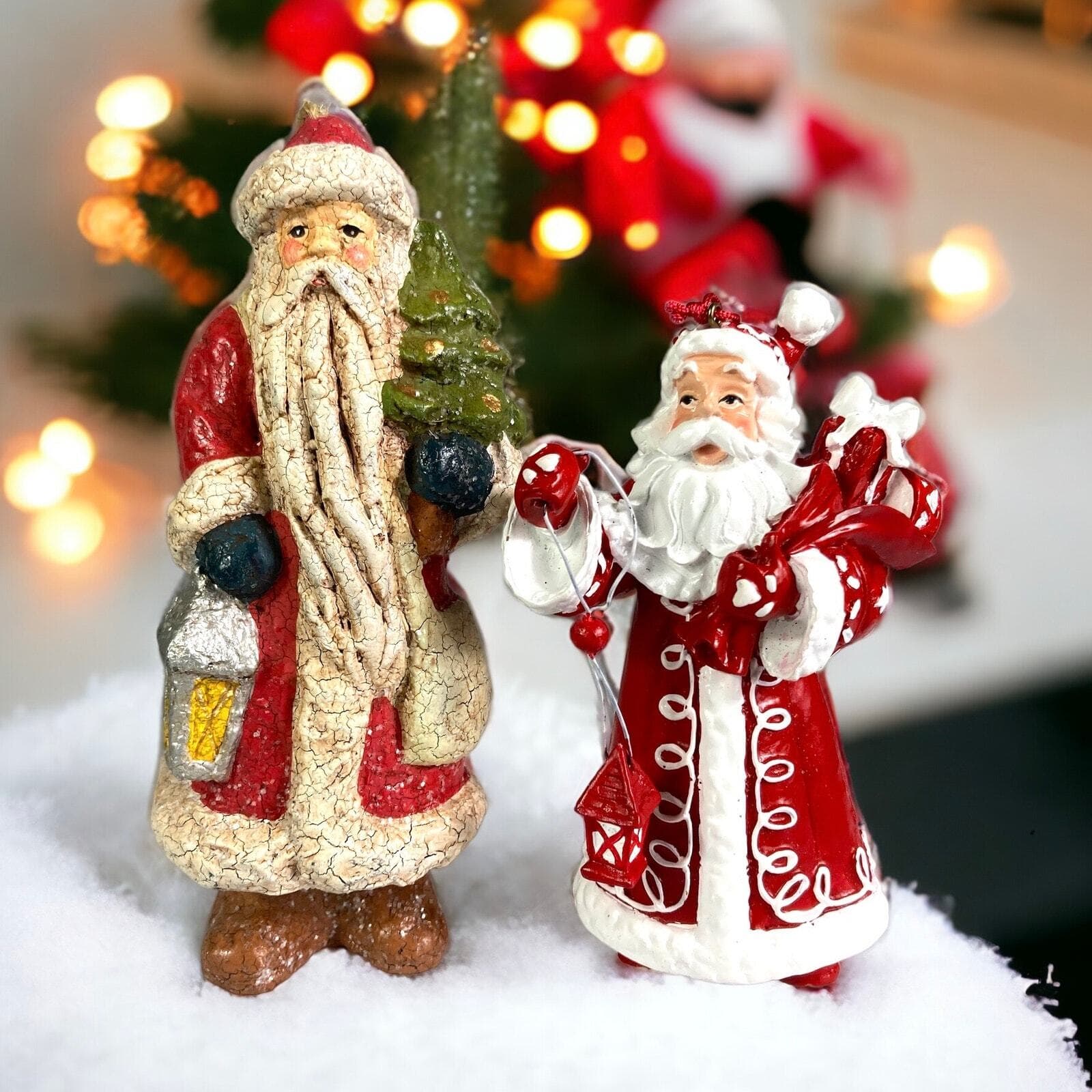 Christmas Ornament Vintage Lot Set of 2 Holiday Tree Ornaments Santa Claus Red