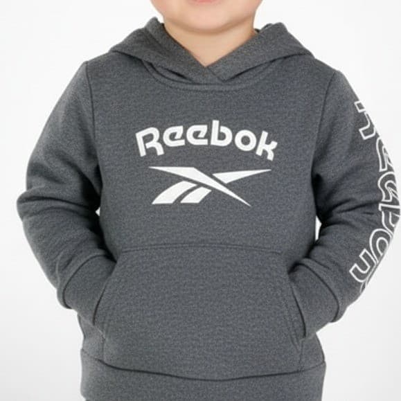 Reebok Toddler Hoodie Gray Pullover Logo Sweatshirt Size 3T Athleisure