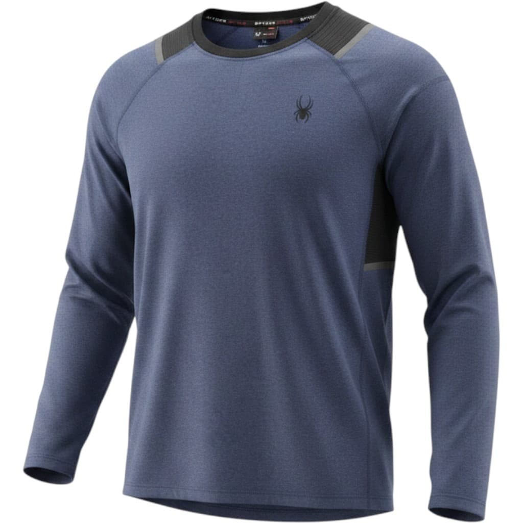 Spyder Active Shirt Mens Large Blue Black Long Sleeve Athletic Hiking