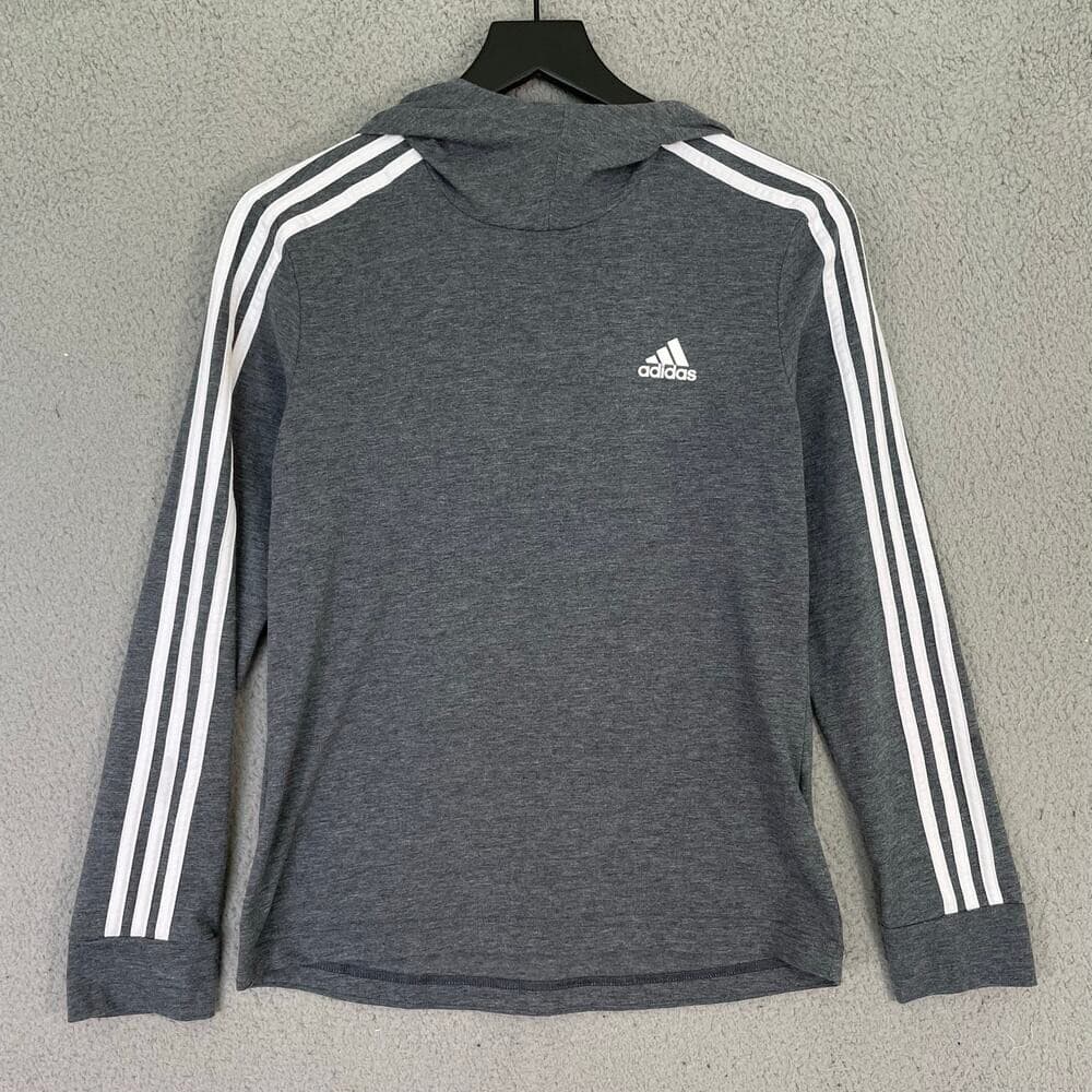 Adidas Womens Aeroready Primegreen Hoodie Small Gray Pullover Sweatshirt Stripes