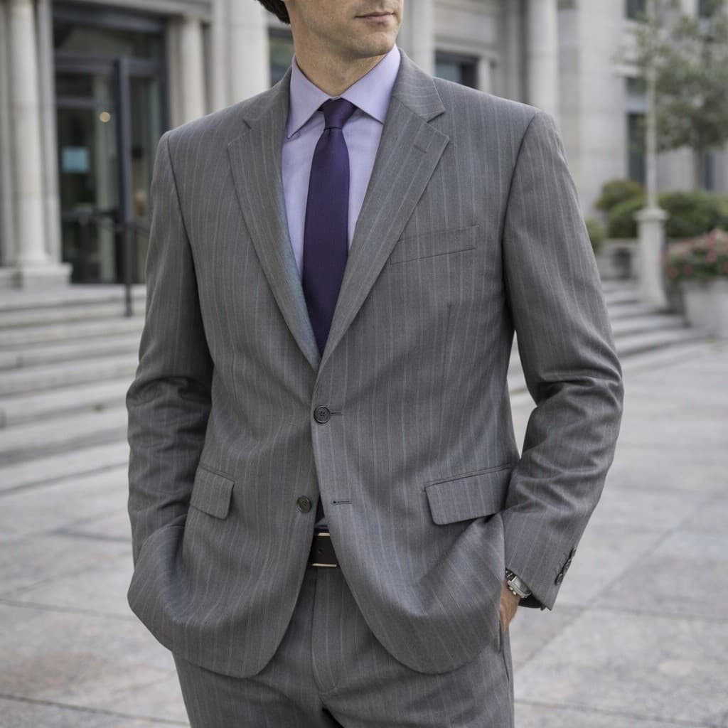 Montopoli Chicago Gray Pinstripe Two Button Suit Jacket Men 48R Blazer