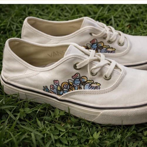 Vans Authentic SF Trippy Floral Mushroom Womens Size 7.5 Cream Sneakers Shoes