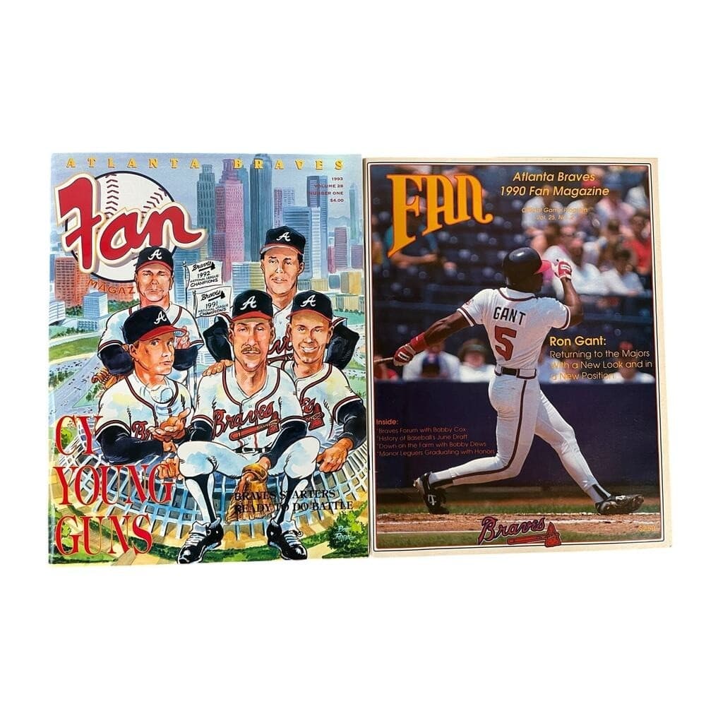 Atlanta Braves 1990 1993 Fan Magazine Lot Ron Gant Glavine Smoltz Baseball