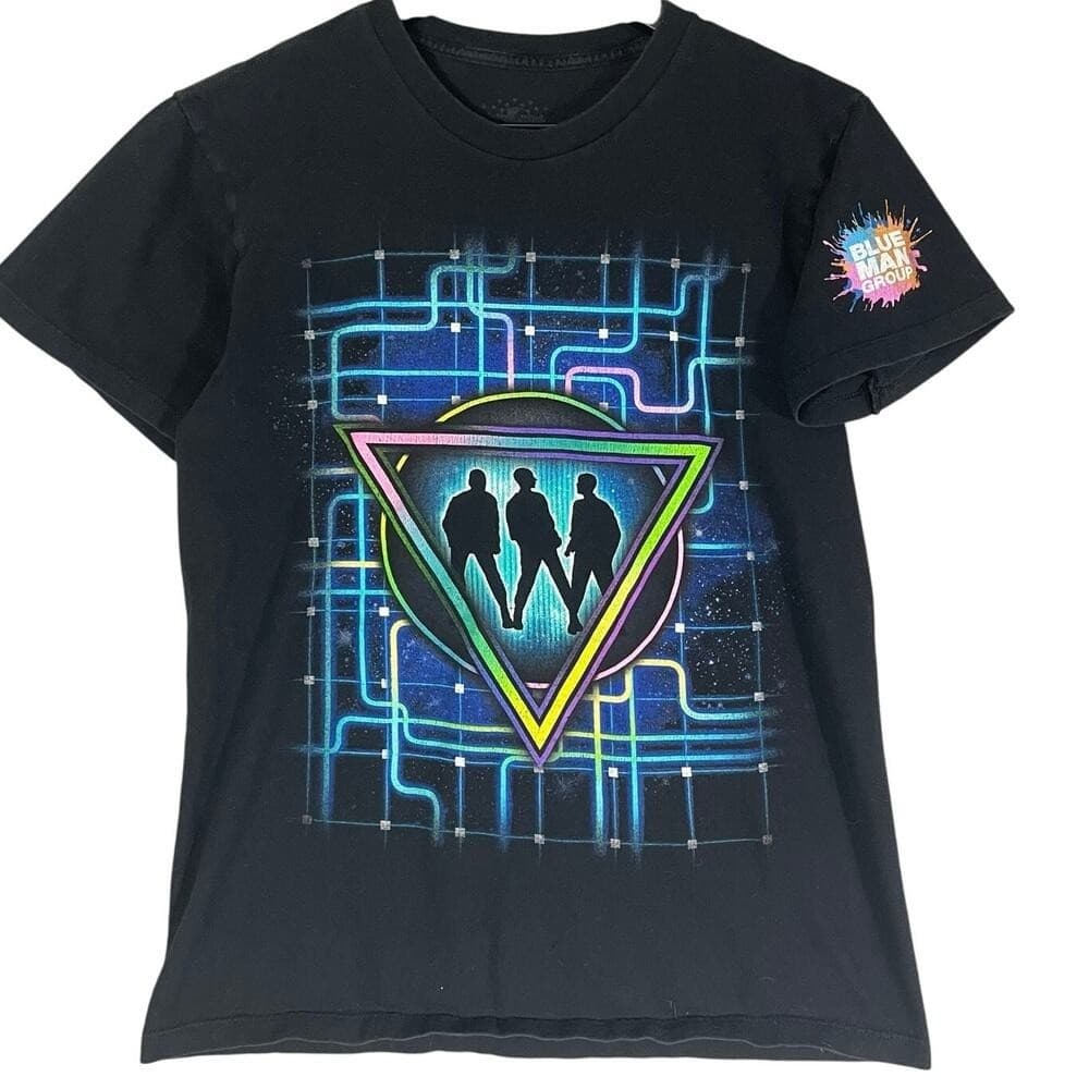 Blue Man Group T Shirt Womens Small Universal Studios Neon Graphic Black Tee