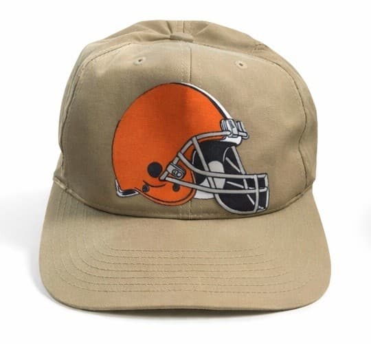 Vintage Cleveland Browns Snapback Hat Beige Flat Bill NFL Football Cap One Size