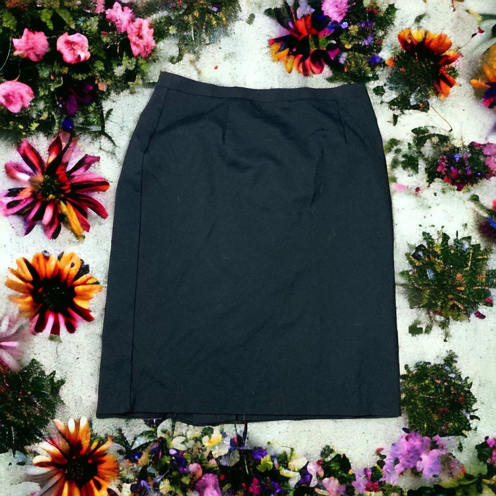 Vintage Draper's & Damon's Black Pencil Skirt Women's M Midi Classic Office