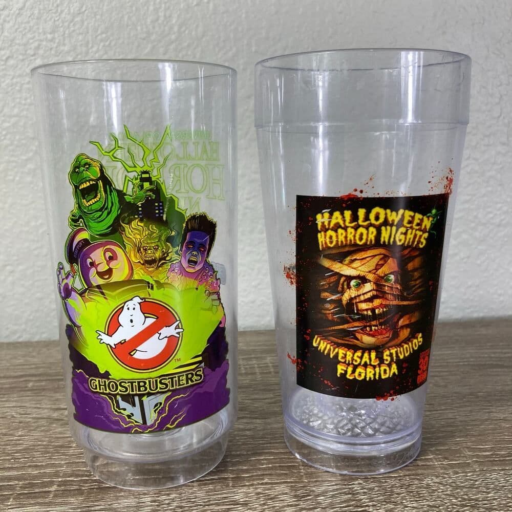 Universal Studios Halloween Horror Nights Ghostbusters Plastic Tumbler Cups Lot