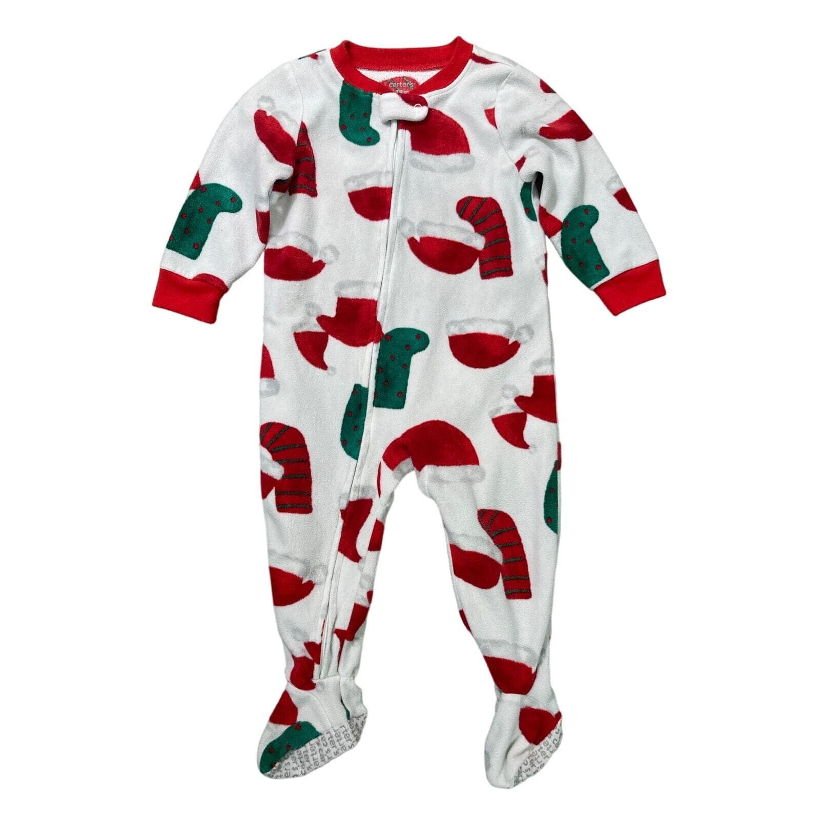 Carter’s Baby Christmas Footed Pajamas Fleece Sleeper 18M Red Holiday One Piece