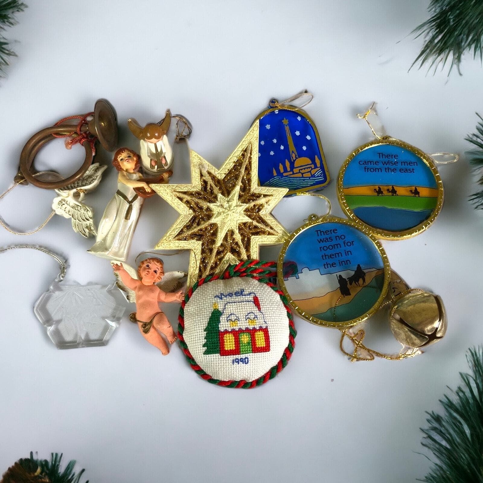 Vintage Christmas Ornament Lot Set of 11 Nativity Jesus Holiday Tree Decor