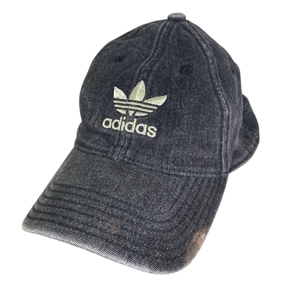 Adidas Trefoil Logo Black Denim Dad Hat Adjustable Cap Originals Washed