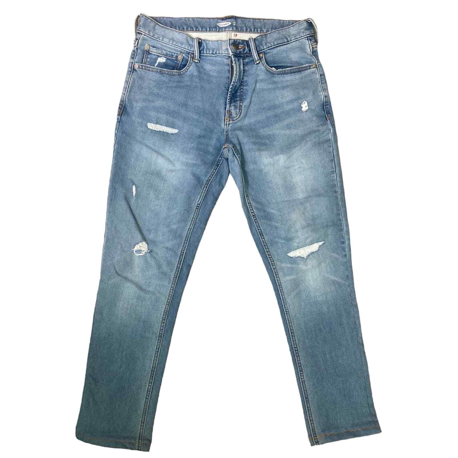 Old Navy 24/7 Skinny Jeans Women 32 Blue Distressed Mid Rise Denim