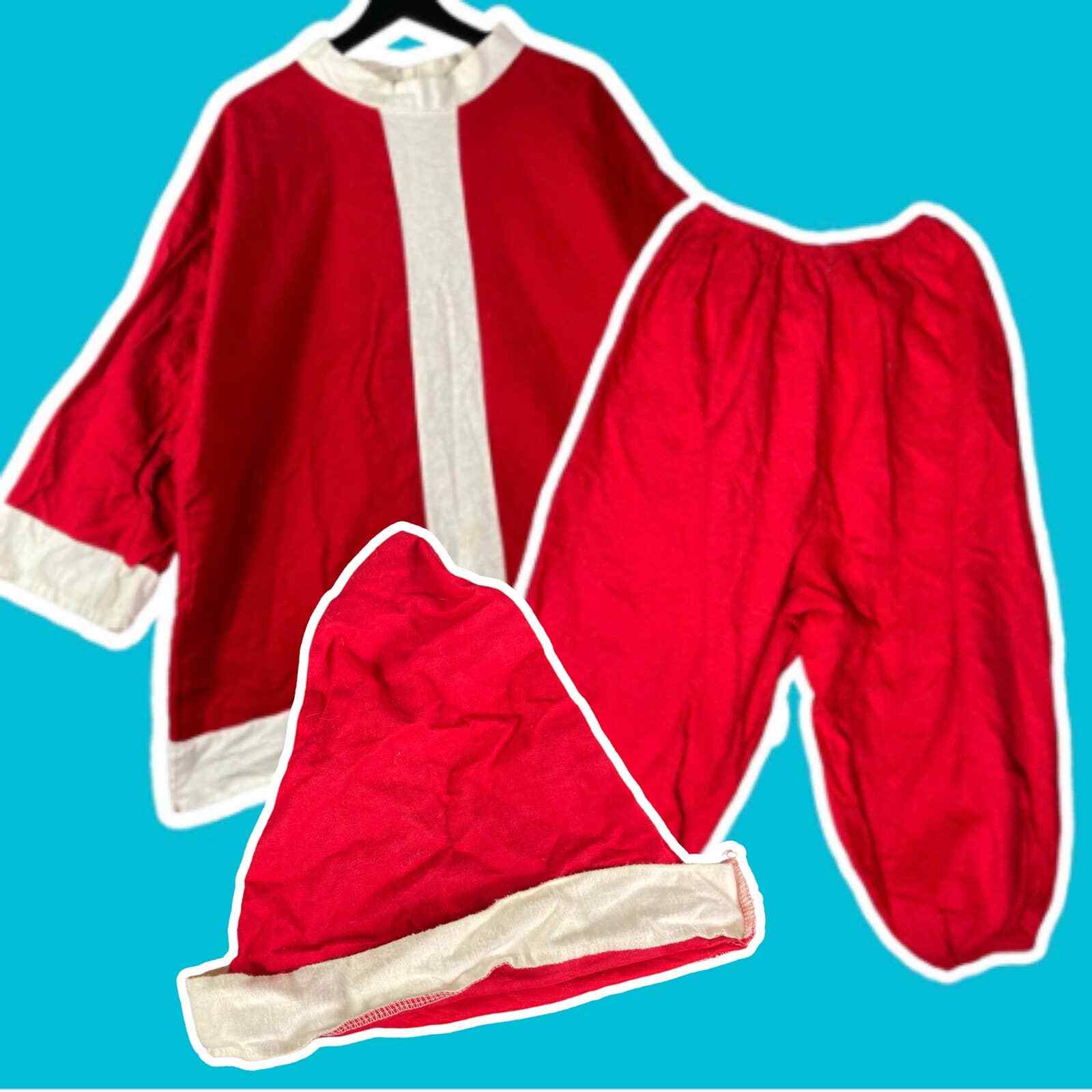 Vintage Santa Claus Costume Suit Red Holiday Outfit Adult One Size Christmas Vtg