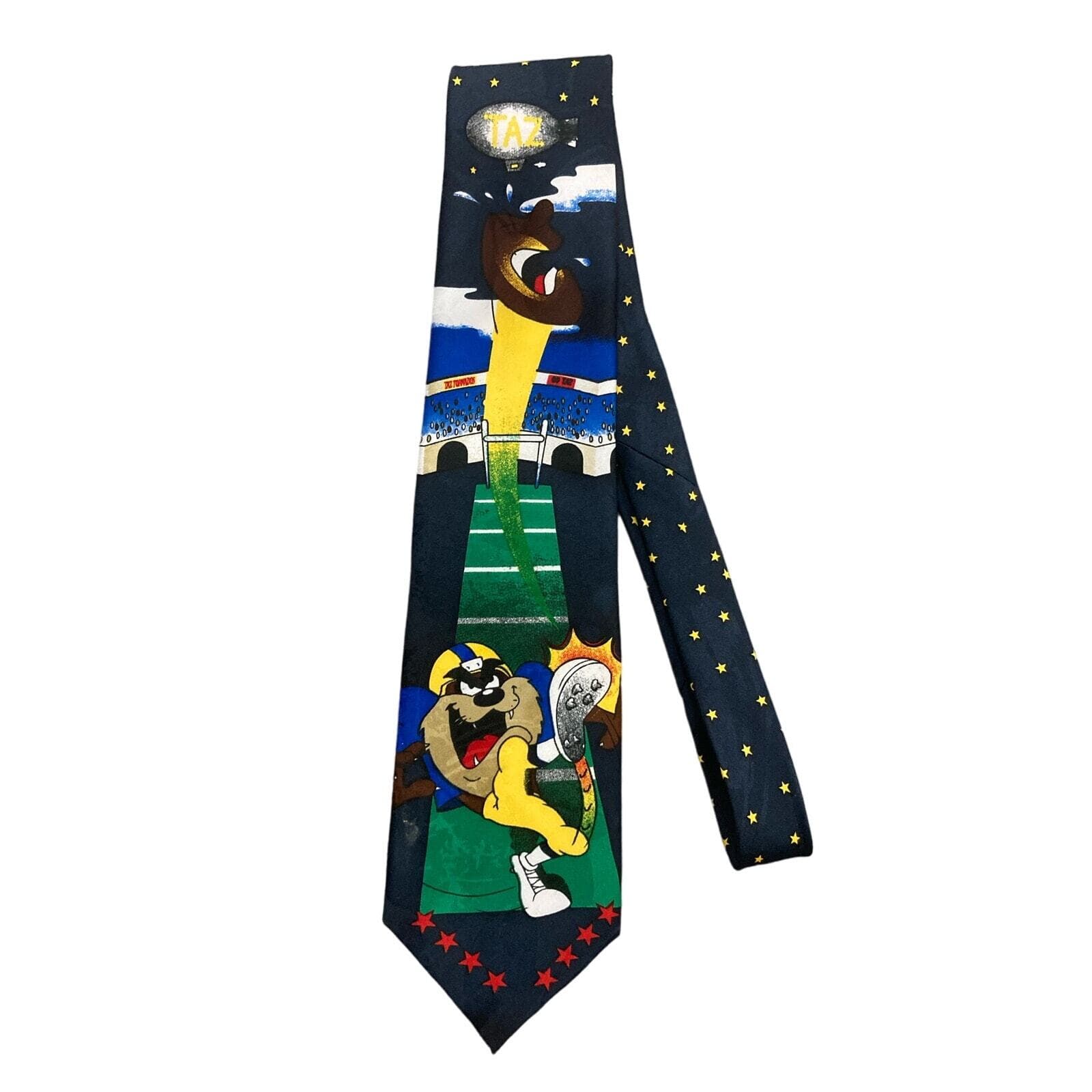 Vintage 1995 Looney Tunes Tazmanian Devil Football Necktie Multicolor Men's Tie