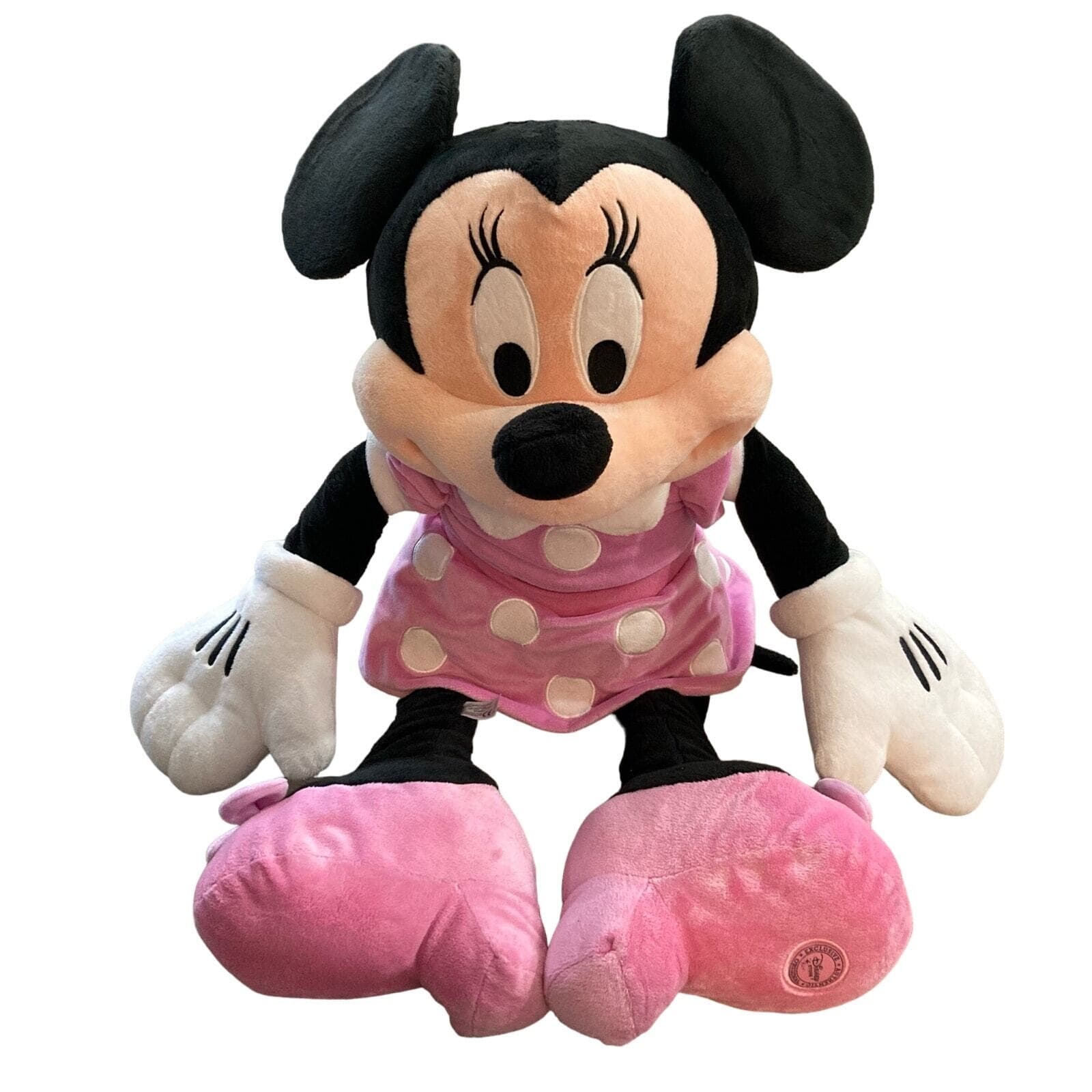 Disney Store Minnie Mouse Plush 27" Jumbo Toy Plushie Pink Polka Dots Dress