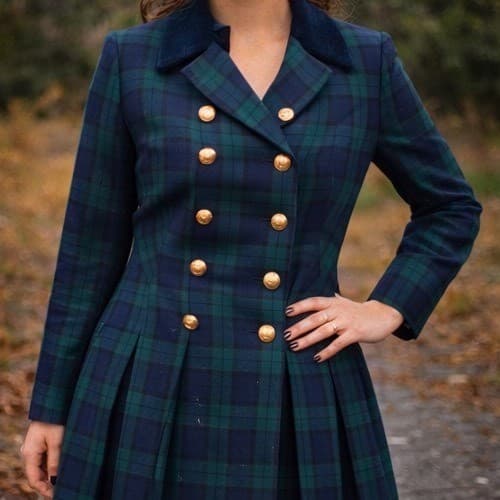 Cynthia Howie Maggy Boutique Petites Black Watch Plaid Velvet Collar Dress 6P