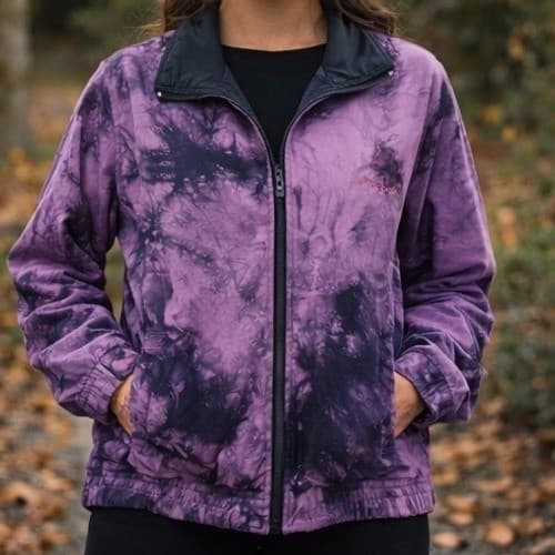 Vintage Reebok Sport Purple Tie Dye Windbreaker Jacket Womens Medium 90s Retro