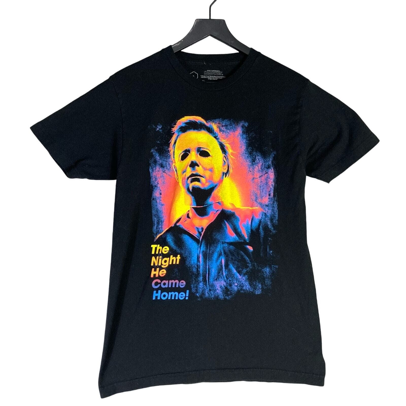 Halloween Michael Myers Men's M Black Psychedelic T-Shirt Halloween